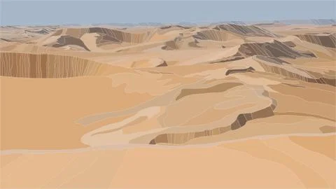 Desert sand dunes realistic vector illustration Stock Illustration