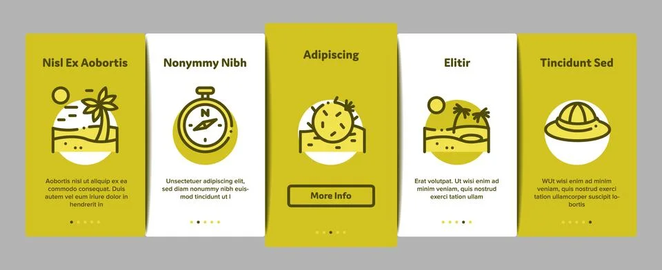 Desert Sandy Landscape Onboarding Elements Icons Set Vector 스톡 일러스트
