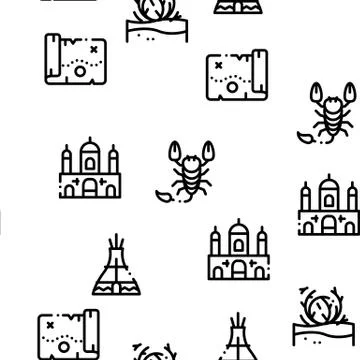 Desert Sandy Landscape Seamless Pattern Vector Stock Illustration