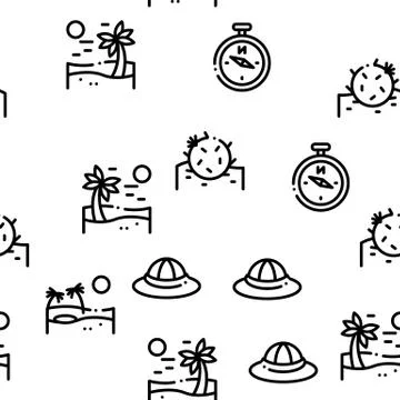 Desert Sandy Landscape Seamless Pattern Vector Stock Illustration