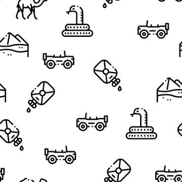 Desert Sandy Landscape Seamless Pattern Vector Stock Illustration