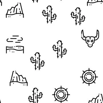 Desert Sandy Landscape Seamless Pattern Vector Stock Illustration