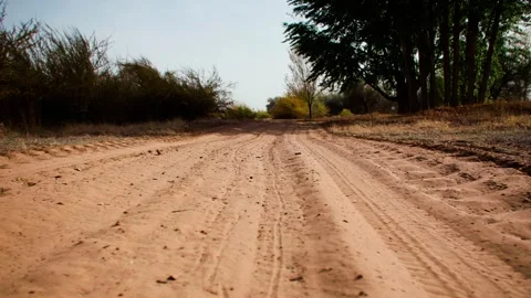 Desert sandy path - wheel rut imprints Stock Footage 257186110