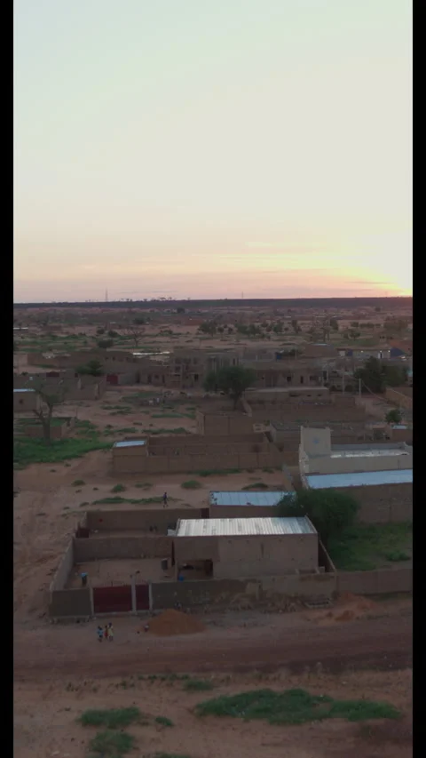 Desert Settlement Expansive Arid Terrain Aerial - Vertical (9:16) Stock Footage 322550804