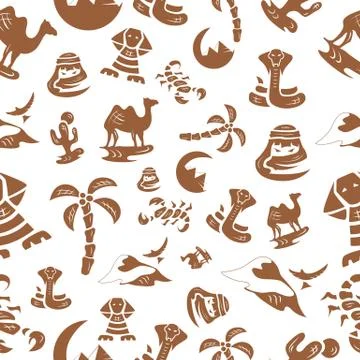 Desert Silhouettes Seamless Pattern 스톡 일러스트