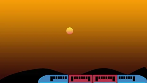 Desert in slow motion train animation,best animation in 4k. Stock Footage 201005231