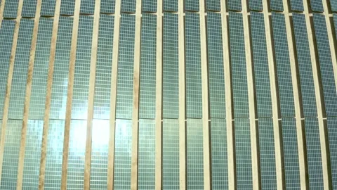 Desert Solar panel farm to generate energy in rural developing areas in Jord Stock Footage 297236609