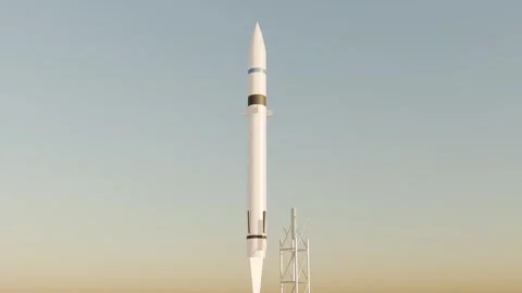 Desert spaceport rocket launch liftoff ascent Stock Footage 340986852