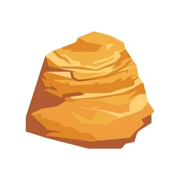Desert stone in flat design. Yellow sandy rock debris with rough texture. Vec Stock Illustration