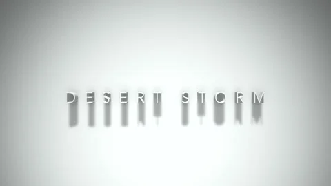 DESERT STORM 3D title animation with shadows on a white background Stock Footage 296784403