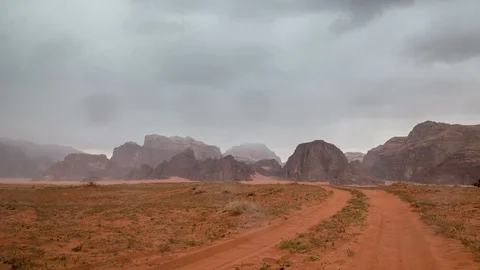 Desert storm over Wadi Rum desert in Jordan Stock Footage 109073613