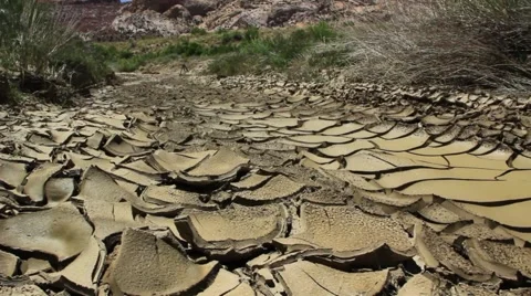 Desert streambed drying up Stock Footage 5727072