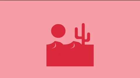 Desert sun tree simple shape icon red color animation Stock Footage 279011211