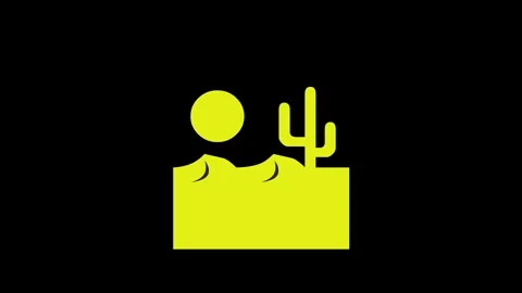 Desert sun tree simple shape icon yellow color animation on black background Stock Footage 279011222