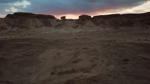 Desert Sunset aerial view Stock Footage 110954906