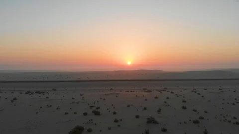 Desert Sunset Drone Shot Stock Footage 130070457