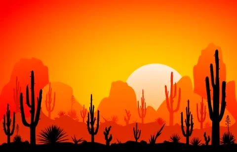 Desert, the sunset Stock Illustration
