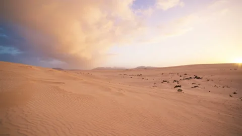 Desert Sunset with mountains in the background Stock Footage 233762896