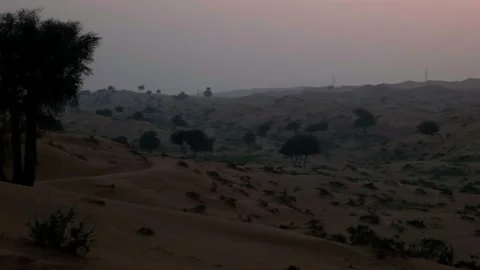 Desert at sunset, red sun in the desert, dubai landscape Stock Footage 234717256