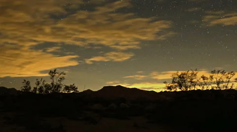 Desert Sunset Timelapse gives way to amazing night sky stars Stock Footage
