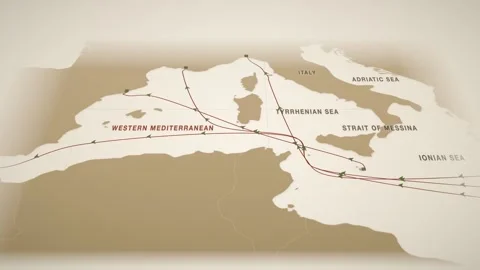 Desert Survey Perspective Map With Pulsing Lanes Tracing The Containers Route Stock Footage 343729706