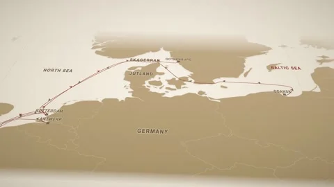 Desert Survey Perspective Map With Pulsing Lanes Tracing The Containers Route Stock-Footage 343729835