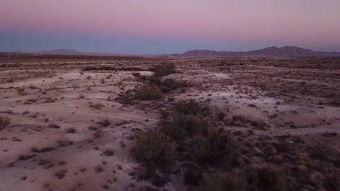 Desert terrain with vegetation slow flyover Stock Footage 81574918