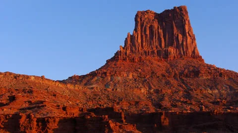 Desert Tower, Cliffs and Sand early morning Stock Footage 25208743