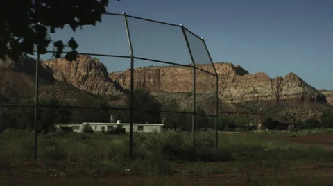 Desert Town Empty Baseball Field Stock Footage 62896655
