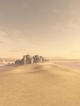 Desert Town Swallowed by the Sand Stock Illustration