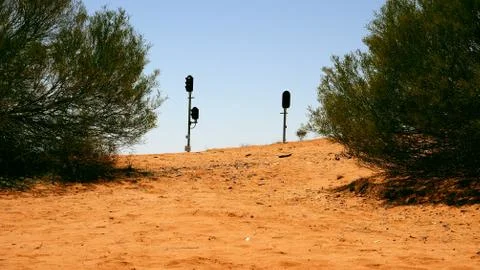 Desert Train Signals Stock Photos