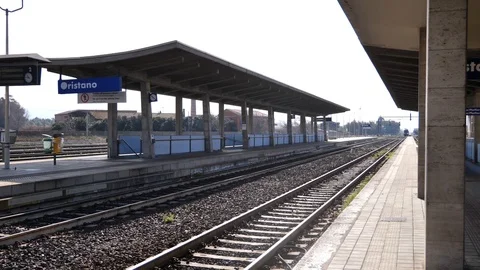 Desert Train station during lockdown in Europe Stock Footage 118406090