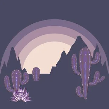 Desert Twilight Landscape Stock Illustration