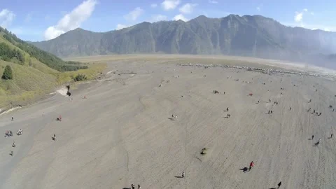 Desert Under The Bromo Volcano Video stock 202003798