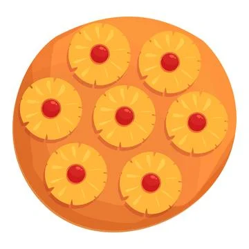 Desert upside-down cake icon cartoon vector. Pineapple cooking Stock Illustration