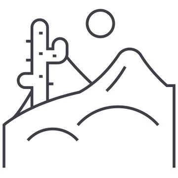 Desert vector line icon, sign, illustration on background, editable strokes イラスト素材