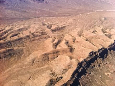 Desert view from airplane. Stock Photos