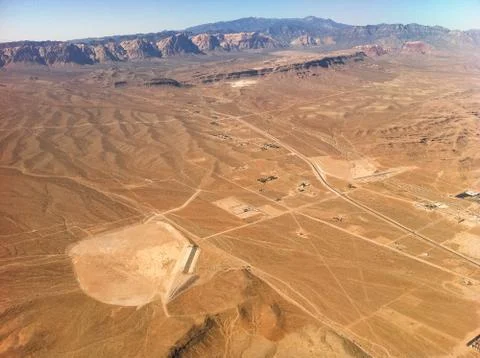 Desert view from the airplane. Stock Photos