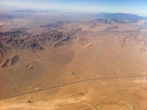 Desert view from the airplane. Stock Photos