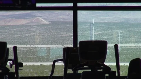 Desert View from Exercise Room Stock Footage 40301199