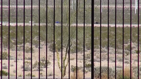 Desert View from Indoor Lap Pool Stock Footage 40301161