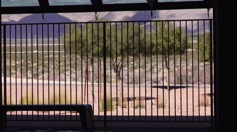 Desert View from Indoor Lap Pool Stock Footage 40301405