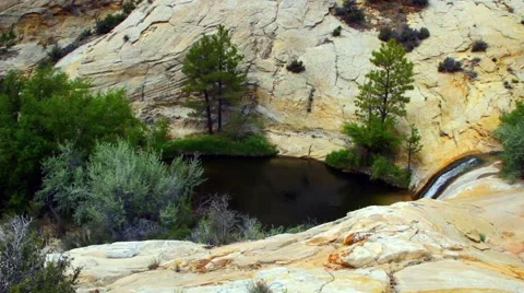 Desert Waterfall in Capitol Reef Stock Footage 5871216