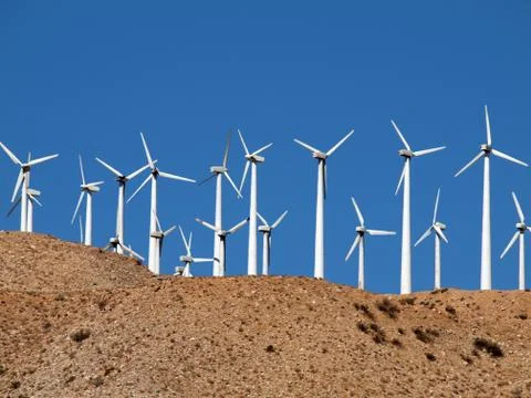 Desert wind farm Stock Photos