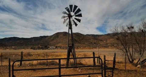 Desert Windmill Stock Footage 87635647