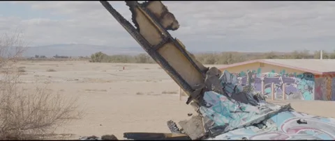Desert Wreckage with Graffiti Stock-Footage 250590968