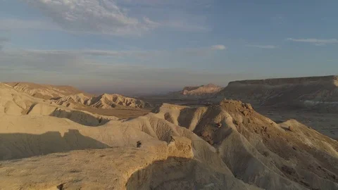 Desert zin cliffs drone in at sunset Stockbeeldmateriaal 83621299