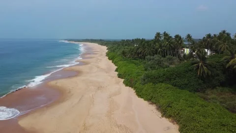 Deserted beach and ocean coast with waves. Wild sandy beach. Stock Footage 174643775