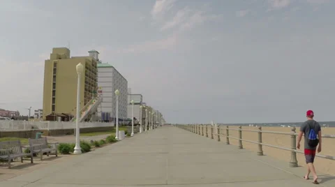 Deserted beach boardwalk Stock Footage 38057379