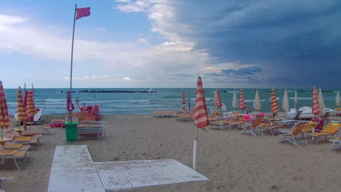Deserted beach due to bad weather. Stock Footage 250094381